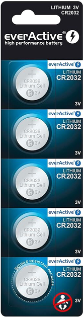 Baterie everActive litowe CR2032 3V Blister 5 szt (CR20325BL) - obraz 1
