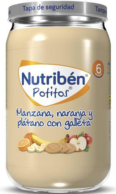 Дитяче пюре Nutriben Apple, Orange, Banana, Banana and Biscuits Potito 235 г (8430094313366) - зображення 1