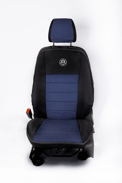 Комплект модельных чехлов AMI.AUTO из автоткани черно-синие на Фольксваген Туран (Volkswagen Touran) 2003-2015 минивен - изображение 4