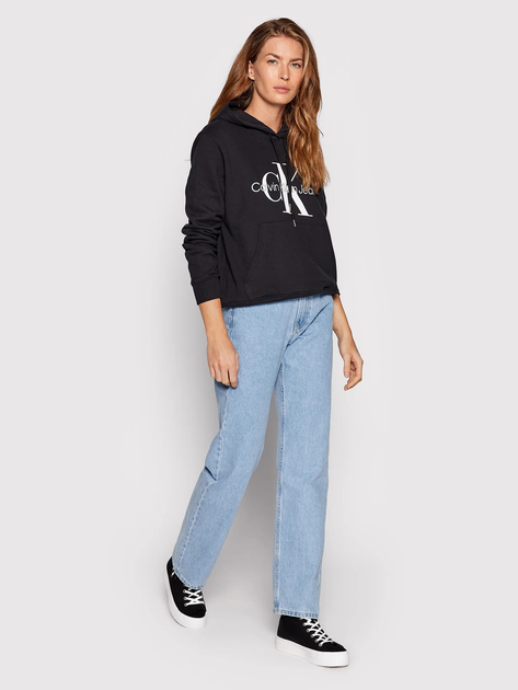 Bluza damska z kapturem kangurka Calvin Klein Jeans J20J219141-BEH XS Czarna (8719855876501) - obraz 3
