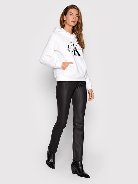 Bluza damska z kapturem kangurka Calvin Klein Jeans J20J219141-YAF L Biała (8719855876686) - obraz 3