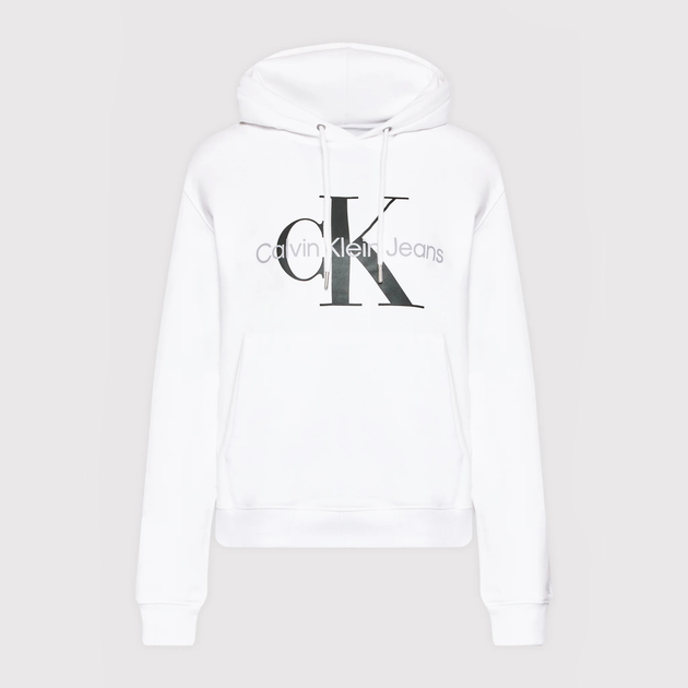 Bluza damska z kapturem kangurka Calvin Klein Jeans J20J219141-YAF L Biała (8719855876686) - obraz 5