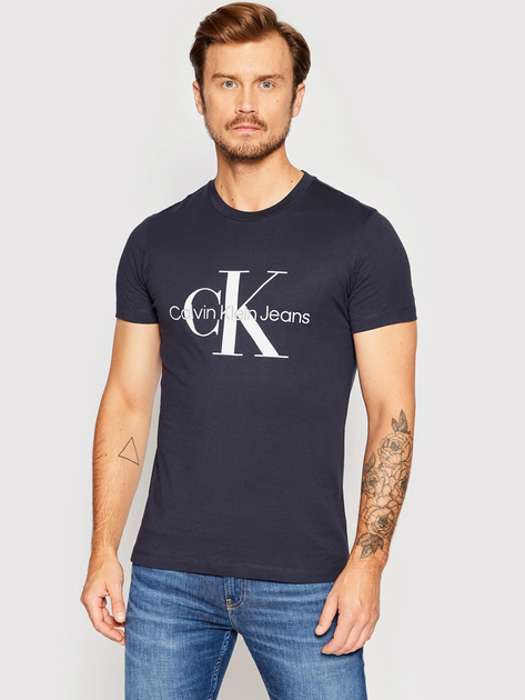 Koszulka męska bawełniana Calvin Klein Jeans J30J320935-CHW M Granatowa (8719855869275) - obraz 1