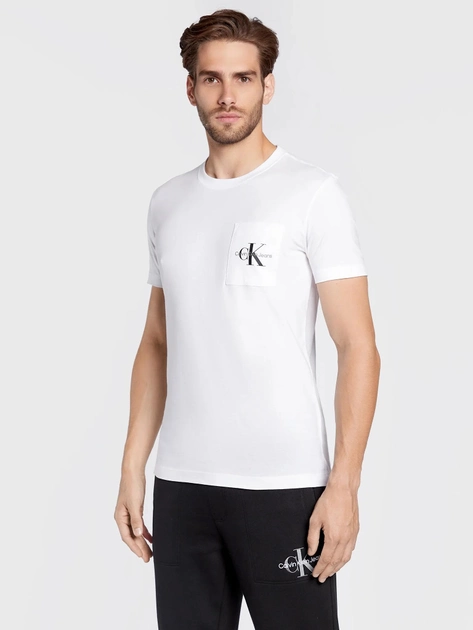 Koszulka męska bawełniana Calvin Klein Jeans J30J320936-YAF L Biała (8719855868582) - obraz 1