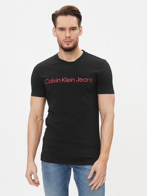 Koszulka męska bawełniana Calvin Klein Jeans J30J322552-0GM L Czarna (8719856760786) - obraz 1