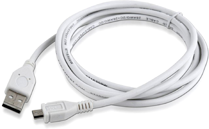 Kabel Cablexpert USB - microUSB 1.8 m White (CCP-mUSB2-AMBM-6-W) - obraz 1