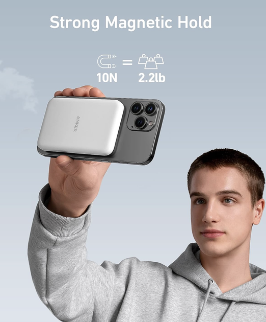 Магнітна батарея Anker 621 Magnetic Magsafe Powerbank 5000mAh iPhone 17/17 Pro/17 Pro Max, iPhone 16/15/14/13/12 Series White (A1610) - зображення 4