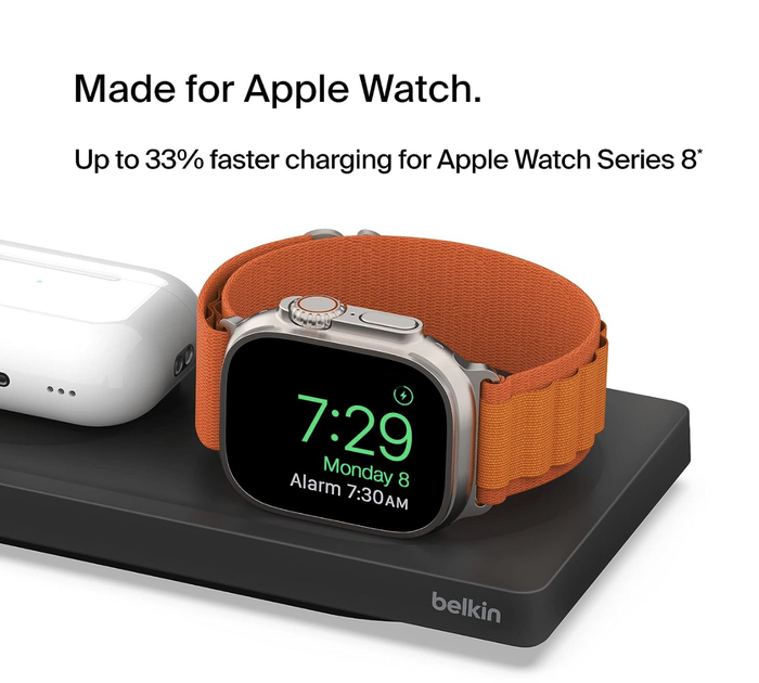 Бездротова зарядна станція Belkin BOOST CHARGE PRO 3 in 1 для iPhone | AirPods | Apple Watch MagSafe Black (HPU72 WIZ016vfBK) - зображення 6