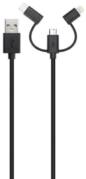 Kabel Xqisit USB Type A-micro-USB-USB Type-C-Apple Lightning 1 m Black (4029948065199) - obraz 1