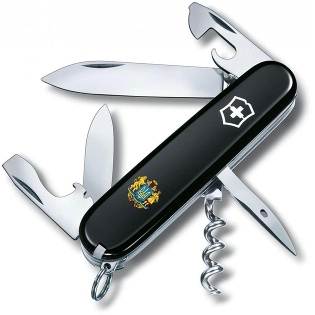 Швейцарский нож Victorinox SPARTAN UKRAINE 91мм/12 функций, черные накладки, Большой Герб Украины - изображение 1
