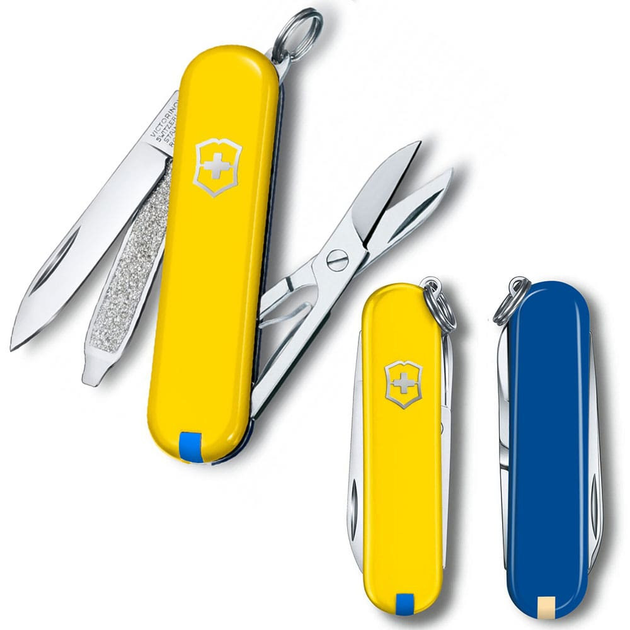 Швейцарский нож Victorinox CLASSIC SD UKRAINE 58мм/7 функций, желто-синий - изображение 1