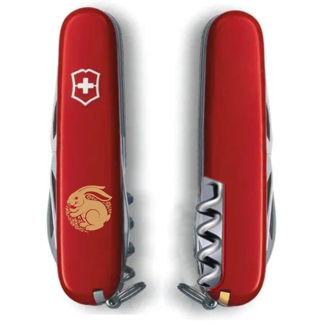 Швейцарский нож Victorinox SPARTAN ZODIAC 91мм/12 функций, красные накладки, Счастливый Кролик бронзовый - изображение 2