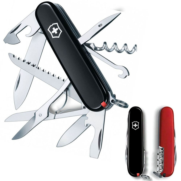 Швейцарский нож Victorinox HUNTSMAN UKRAINE 91мм/15 функций, черно-красные накладки - изображение 2