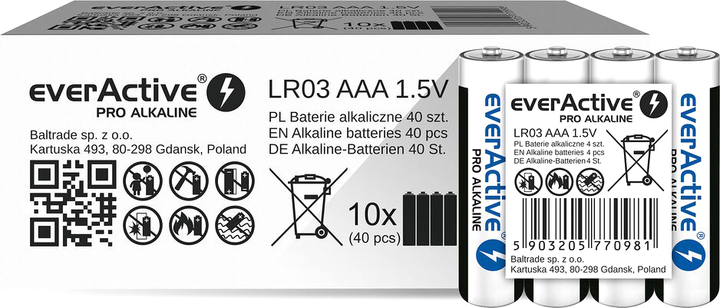 Baterie everActive LR03/AAA folia 4 szt. (LR03PRO4T) - obraz 3