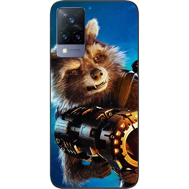Силиконовый чехол SMTT для Vivo V21 с картинкой Реактивный Енот - Фото 1 Силиконовый чехол SMTT для Vivo V21 с картинкой Реактивный Енот - изображение 1