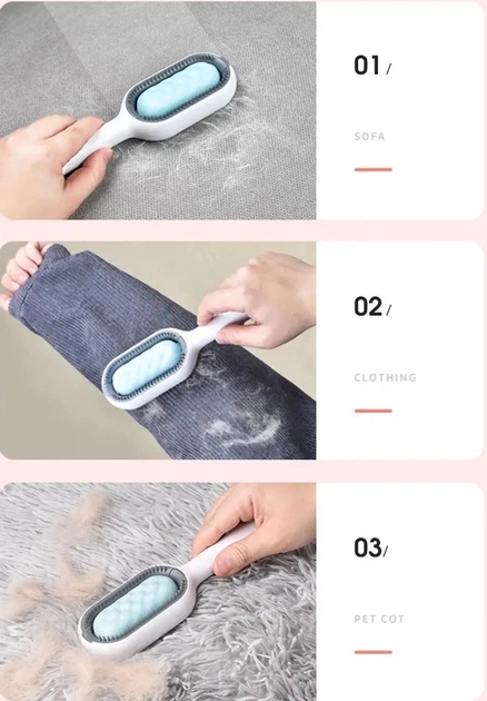 Щётка для вычесывания шерсти домашних животных 4в1 Pet Cleaning Comb с массажем и чисткой вещей Голубой - Фото 7 Щётка для вычесывания шерсти домашних животных 4в1 Pet Cleaning Comb с массажем и чисткой вещей Голубой - изображение 7