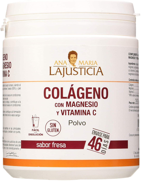 Натуральна харчова добавка Ana Maria Lajusticia Colageno Con Magnesio + Vitamina C En Polvo fresa 350 г (8436000680737) - зображення 1