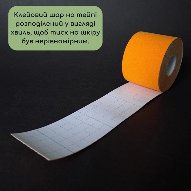 Кинезио тейп пластырь для тейпирования тела тейп лента для спины шеи 5 см х 5 м SP-Sport Оранжевый (4863-5) - изображение 2