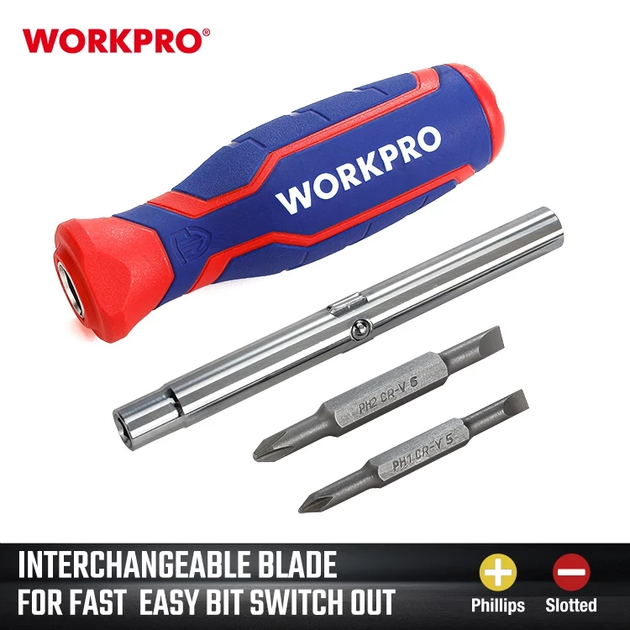 Отвертка 6 в 1 WORKPRO CR-V PRO WP221046 - Фото 3 Отвертка 6 в 1 WORKPRO CR-V PRO WP221046 - изображение 3