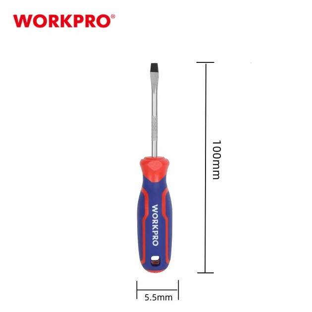 Отвертка шлицевая WORKPRO SL5x100мм CR-V PRO WP221016 - Фото 2 Отвертка шлицевая WORKPRO SL5x100мм CR-V PRO WP221016 - изображение 2