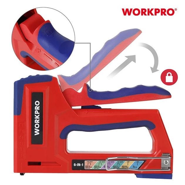 Степлер строительный 6-в-1 профессиональный WORKPRO PRO PLUS WP223002 - Фото 3 Степлер строительный 6-в-1 профессиональный WORKPRO PRO PLUS WP223002 - изображение 3