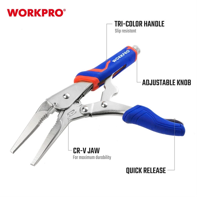 Клещи зажимные прямые (длинный нос) WORKPRO 250 мм CR-V PRO PLUS WP231076 - изображение 2