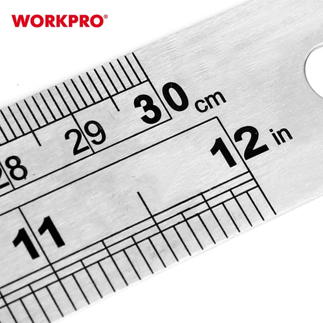 Лінійка нержавіюча WORKPRO 300 мм PRO WP265001 - зображення 3