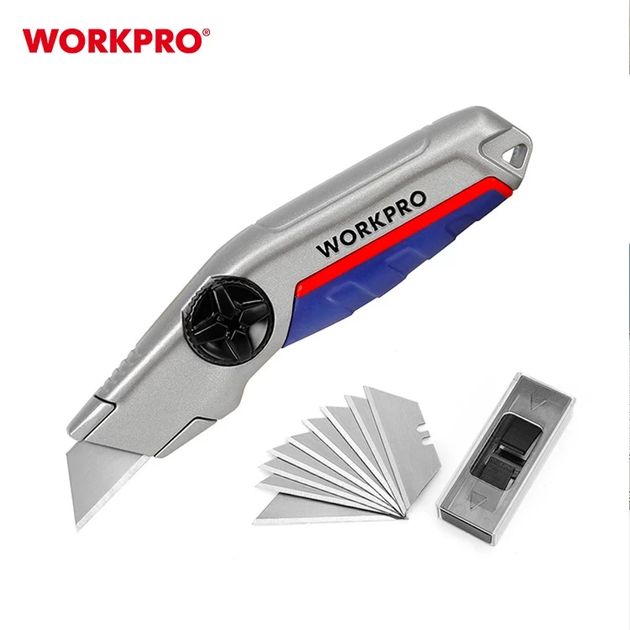 Нож трапециевидный алюминиевый с усиленной фиксацией WORKPRO PRO PLUS WP213013 - изображение 2