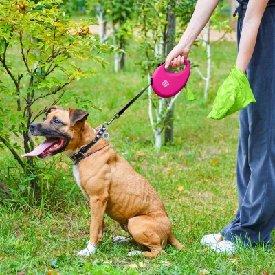 Поводок для собак WAUDOG R-leash с контейнером для пакетов L до 40 кг 5 м розовый (26297) - изображение 7