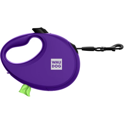 Поводок для собак WAUDOG R-leash с контейнером для пакетов L до 40 кг 5 м фиолетовый (26299) - изображение 2
