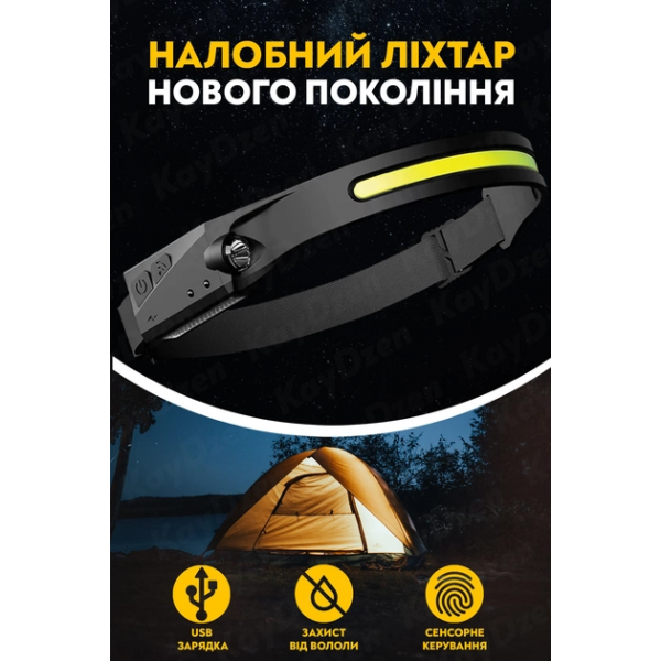 Налобный сенсорный фонарь BL-G28 Универсальный гибкий аккумуляторный LED фонарик 5 режимов Черный - изображение 7