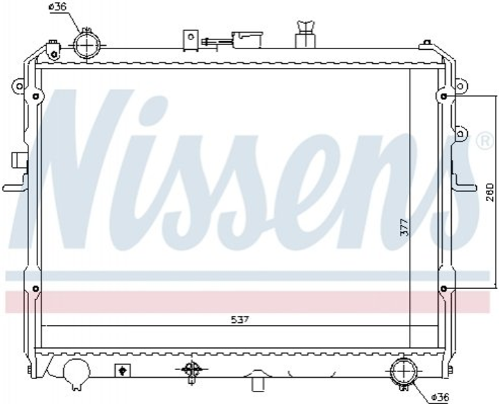 Радіатор охолодження двигуна NISSENS 62381 R2M115200A, R2L115200A, RF0115200A - зображення 1