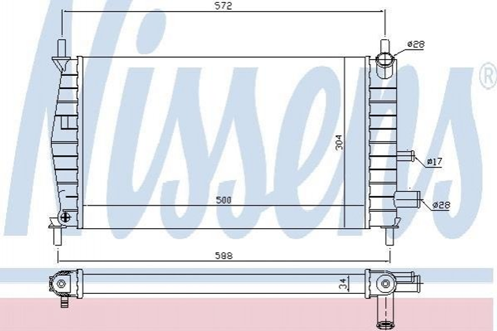 Радиатор охлаждения двигателя NISSENS 62085A Ford Fiesta 1001855, 1098808, 1E0415200 - зображення 1