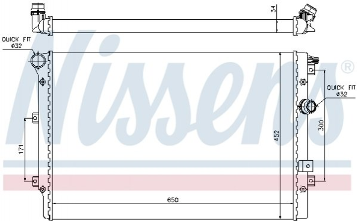 Радіатор охолодження двигуна NISSENS 65015 Volkswagen Tiguan, Sharan 5N0121253P, 5N0121253M, 5N0121253L - зображення 1