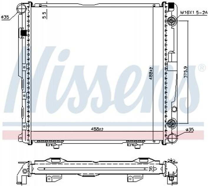 Радіатор охолодження двигуна NISSENS 62751A Mercedes E-Class A1245000203, A1245000203, A1245000103 - зображення 1