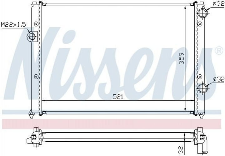 Радіатор охолодження двигуна NISSENS 652511 Volkswagen Passat 757083C238, 3A0121253B, 3A0121253 - зображення 1