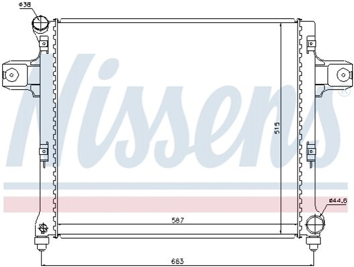 Радіатор охолодження двигуна NISSENS 61022 Jeep Grand Cherokee III (WH, WK), COMMANDER (XK) 55116858AA, K55116858AA - зображення 1