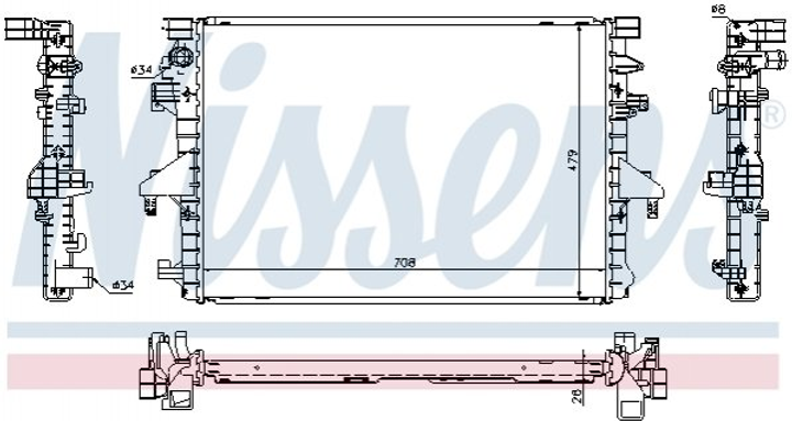 Радиатор охлаждения двигателя NISSENS 65285 Volkswagen Multivan, Transporter 7E0121253A - изображение 1