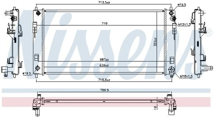 Радиатор охлаждения двигателя NISSENS 68737 Nissan Leaf 214103NA0A - изображение 1