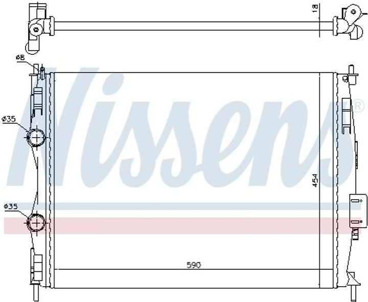 Радіатор охолодження двигуна NISSENS 67368 Nissan Qashqai 21400JD00B, 21410JD01B, 21400JD20B - зображення 1