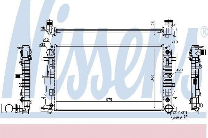 Радиатор охлаждения двигателя NISSENS 67157A Volkswagen Crafter; Mercedes Sprinter; Citroen Berlingo 68013630AA, 9065000302, 9065000402 - изображение 1