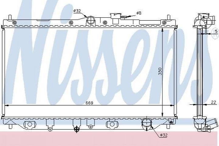 Радиатор охлаждения двигателя NISSENS 62279A Honda Accord 19010P45505, 19010P45G01, 19010PT0003 - зображення 1