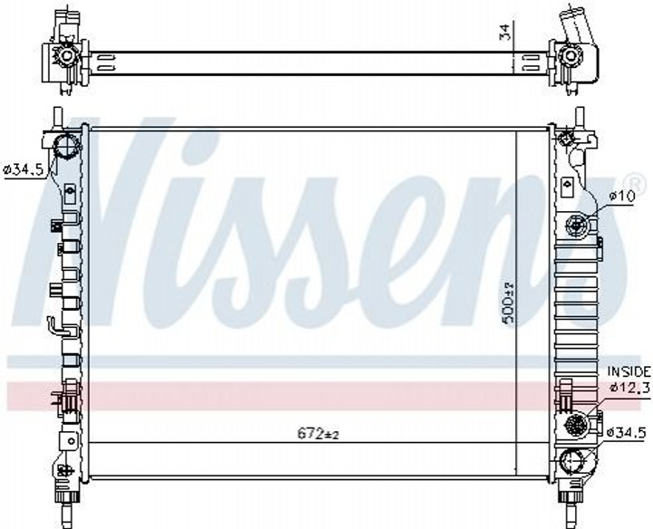 Радіатор охолодження двигуна NISSENS 606256 Chevrolet Captiva 20982435, 42400244, 4818254 - зображення 1