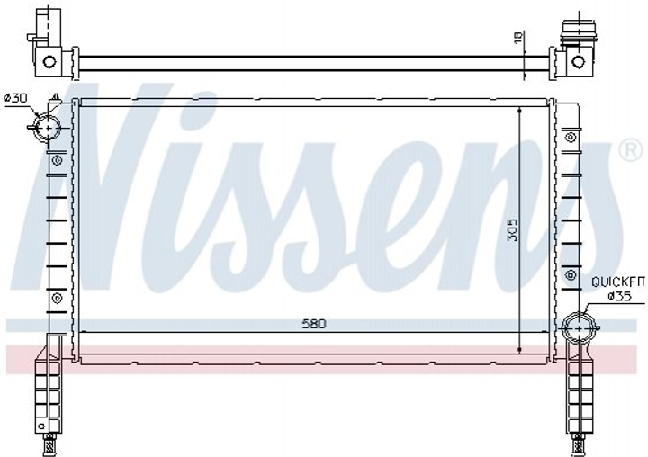 Радиатор охлаждения двигателя NISSENS 61768 Fiat Doblo 46749003, 46803031, K46749003 - изображение 1