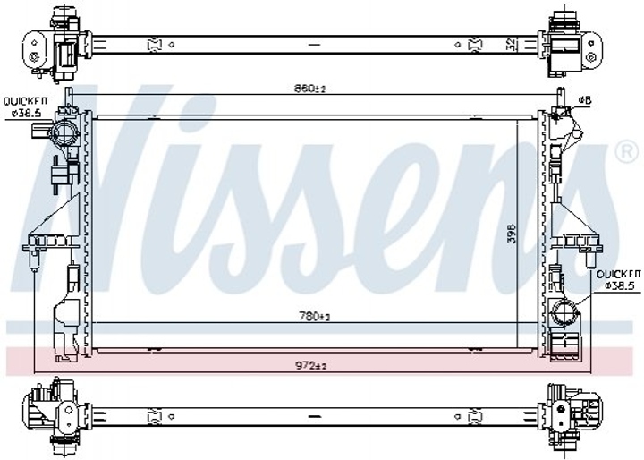 Радиатор охлаждения двигателя NISSENS 606171 Citroen Jumper; Peugeot Boxer 1613996580, 1629086780 - изображение 1