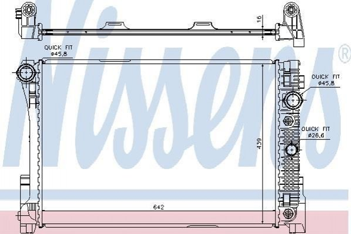 Радіатор охолодження двигуна NISSENS 67161 Mercedes E-Class, C-Class, GLK-Class 2045002203, 2045004303, 2045000203 - зображення 1