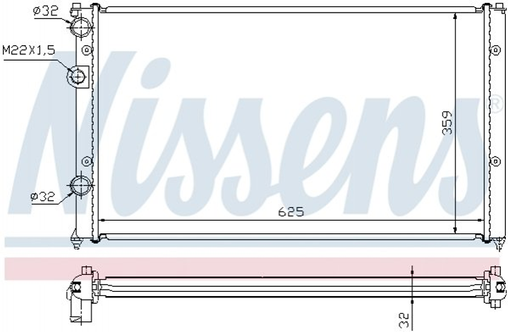 Радіатор охолодження двигуна Nissens 652551 Seat Cordoba, Ibiza; Volkswagen Caddy, Polo 1HM121253D, 6K0121253AA, 6K0121253L - зображення 1