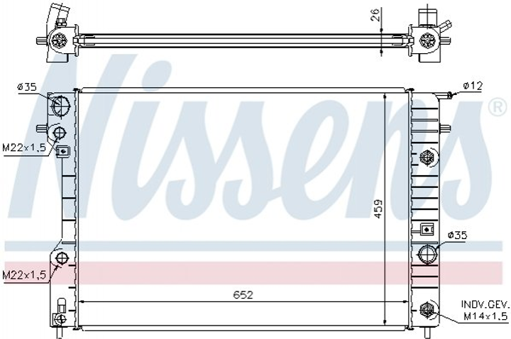 Радиатор охлаждения двигателя NISSENS 63072A Opel Omega 6302165, 1300165, 52463045 - изображение 1