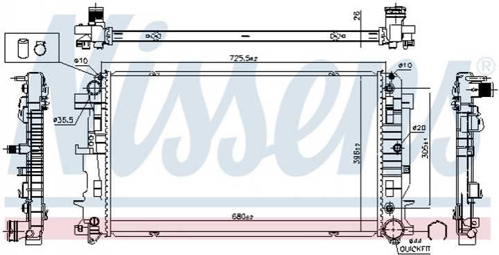 Радіатор охолодження двигуна Nissens 627062 Mercedes Sprinter; Volkswagen Crafter; Citroen Berlingo 9065000302, 9065001402, A9065000302 - зображення 1