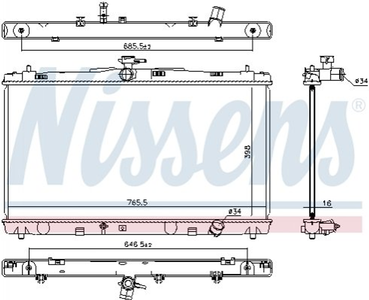 Радиатор охлаждения двигателя NISSENS 646869 Toyota Camry 164000V110 - изображение 1